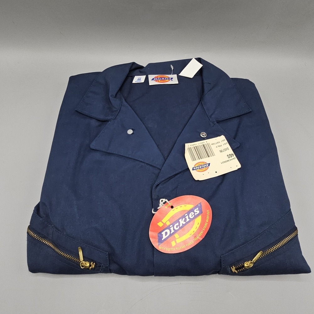 Vintage‎ NWT Dickies Long Sleeve Coveralls Carpenter Navy Workwear Sz 46S Scotch